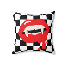 Load image into Gallery viewer, "She Fangs" Checkered Pillow