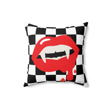 Load image into Gallery viewer, "She Fangs" Checkered Pillow