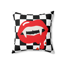 Load image into Gallery viewer, "She Fangs" Checkered Pillow