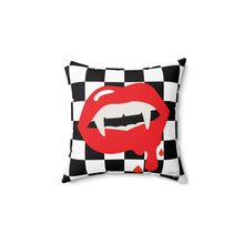 Load image into Gallery viewer, "She Fangs" Checkered Pillow