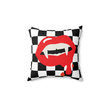Load image into Gallery viewer, "She Fangs" Checkered Pillow