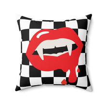 Load image into Gallery viewer, "She Fangs" Checkered Pillow