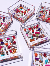 Load image into Gallery viewer, 4x4” Clear Lucite Catchall Tray, gold leaf and pill petri details