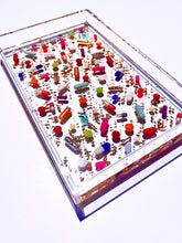 Load image into Gallery viewer, 11x7” Clear Lucite Vanity Tray, gold leaf and pill petri details
