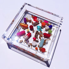 Load image into Gallery viewer, 4x4” Clear Lucite Catchall Tray, gold leaf and pill petri details
