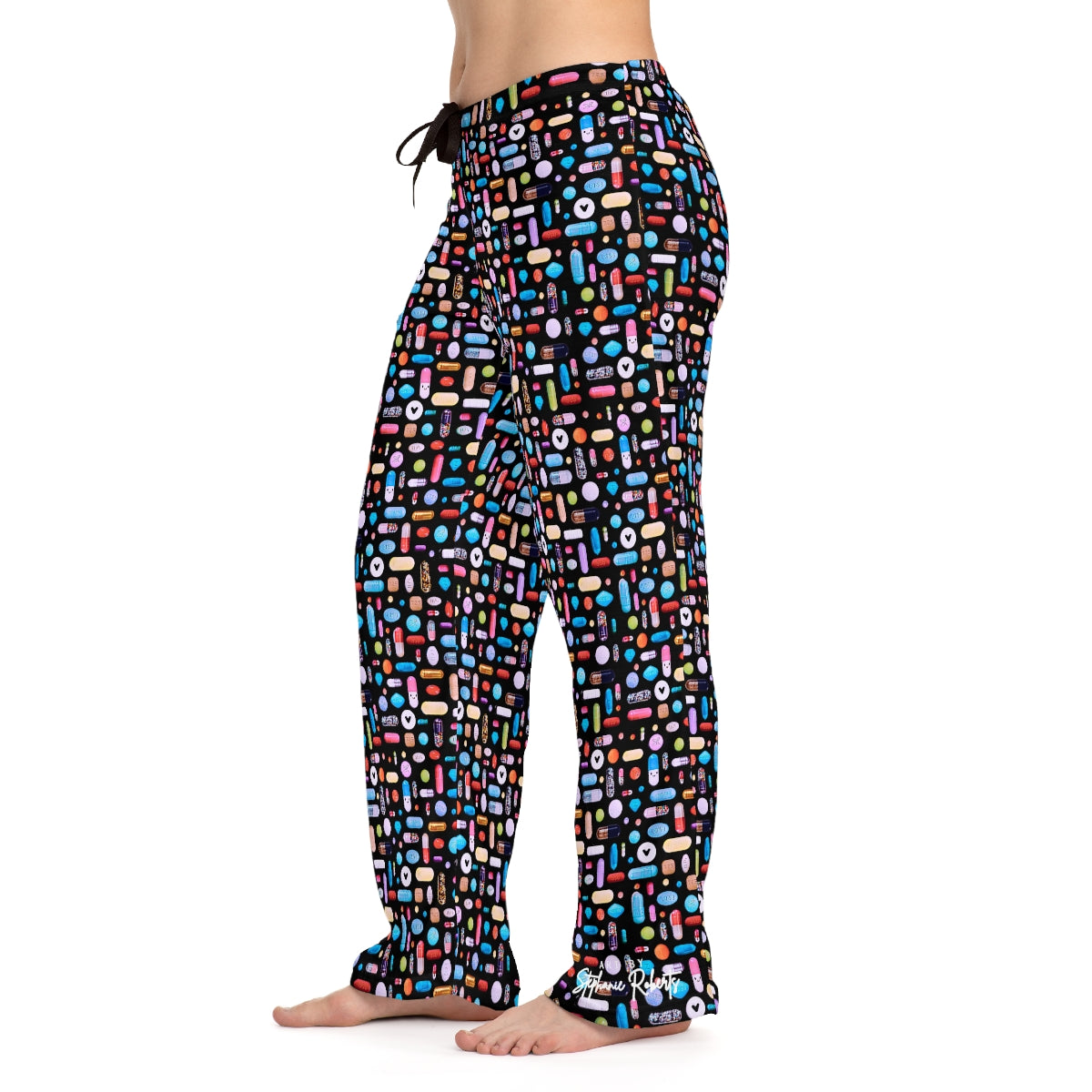 Women's Black Pill Grid Pajama Pants – Art by Stephanie Roberts