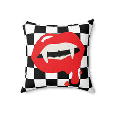Load image into Gallery viewer, &quot;She Fangs&quot; Checkered Pillow