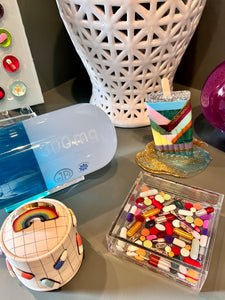 "Full Spectrum" Lucite Catchall Tray, 4x4"