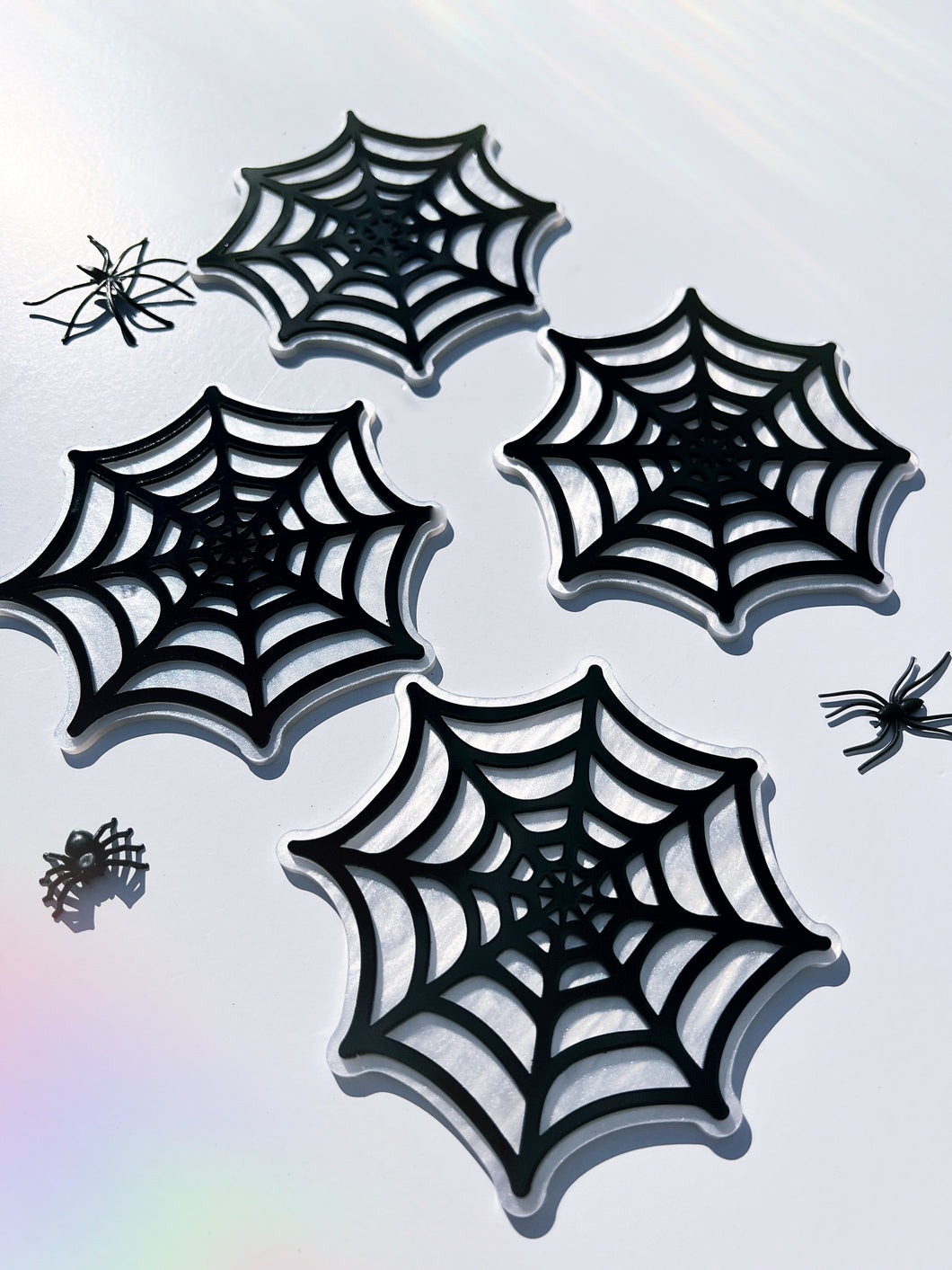 Pearlescent, 3-D Spider Web Decor/Coaster Set
