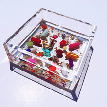 Load image into Gallery viewer, 4x4” Clear Lucite Catchall Tray, gold leaf and pill petri details