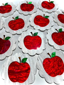 Scalloped Apple Coaster Set / Teacher Gift