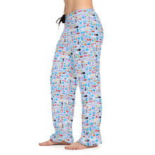 Load image into Gallery viewer, Women&#39;s Pale Blue Pill Grid Pajama Pants
