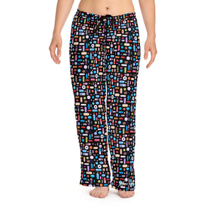 Women's Black Pill Grid Pajama Pants