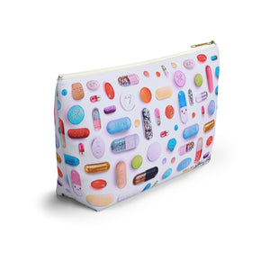 Colorful Pill Grid Accessory Pouch w T-bottom