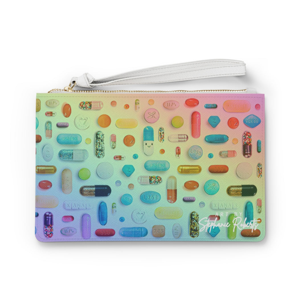 Rainbow Pill Grid Clutch Bag