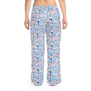 Women's Pale Blue Pill Grid Pajama Pants