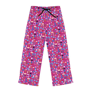 Women's Pink Pill Grid Pajama Pants