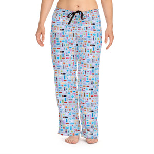 Women's Pale Blue Pill Grid Pajama Pants