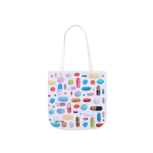 Happy Pill Grid on Polyester Canvas Tote Bag