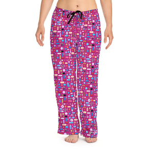 Women's Pink Pill Grid Pajama Pants