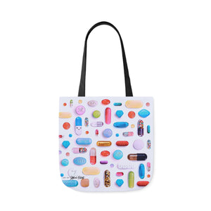 Happy Pill Grid on Polyester Canvas Tote Bag