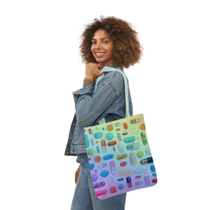 Rainbow Pill Grid - Polyester Canvas Tote Bag